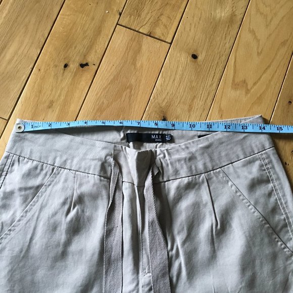 Sand Coloured Tie Waist Pleated Trousers - Picture 13 of 16